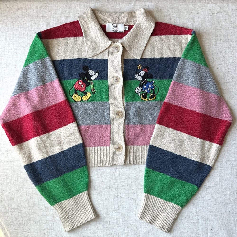 Disney Series Created by MOUSSY Mickey Mouse and Minnie Kissing Cardigan
